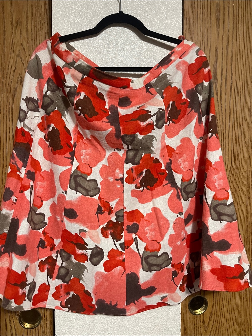 Coldwater Creek Coral and Brown Floral A-Line Skirt #4